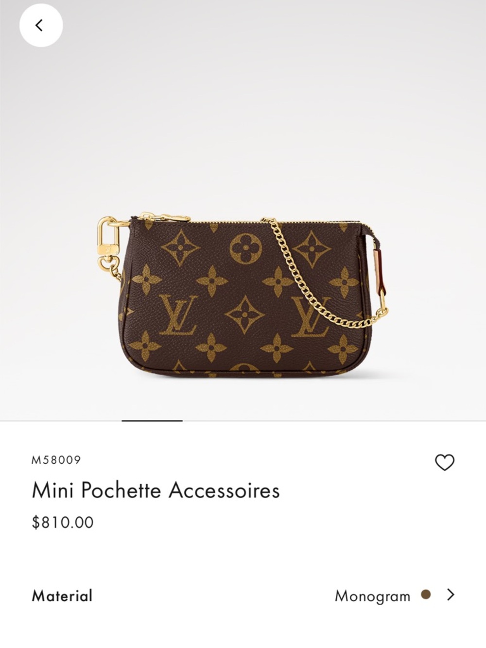 Louis Vuitton Mini Pochette Accessoires in Brown and Gold Monogram